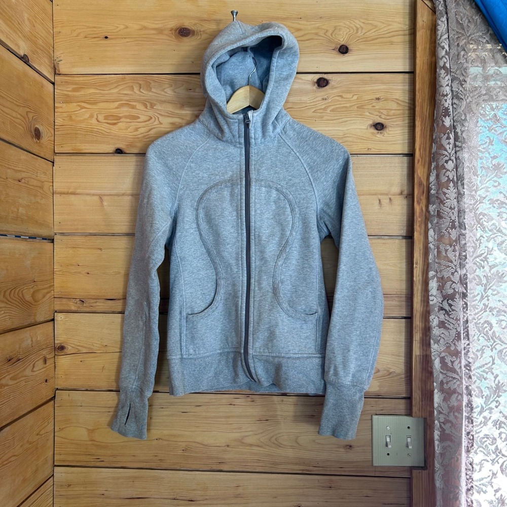 Vintage Scuba Full Zip Hoodie Women Size 4 Heathered Grey Love Always Lululemon